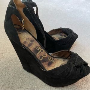 Sam Edelman platform wedge back suede